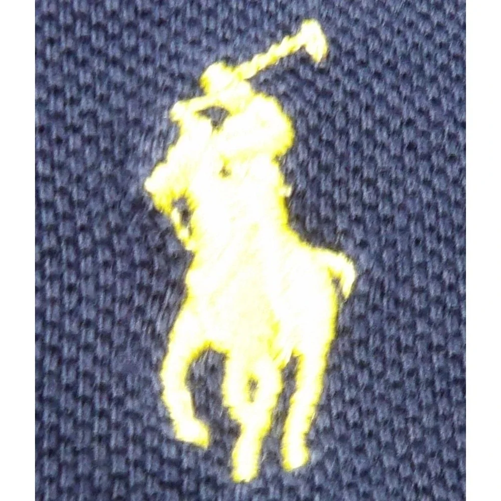 VTG Polo Ralph Lauren Polo Men XL Mesh Pique Yellow Pony Navy Golf Cotton 90s